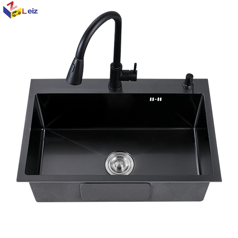 black stainless steel sink